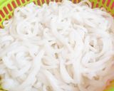 Hình bước làm 1 của món Bánh canh mực,giò sống và nấm