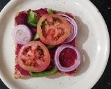 A picture of step 3 of Beet Hummus Sandwich.