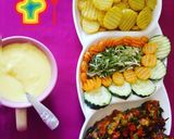 A picture of step 13 of Fried potato, chicken sauce and salad.