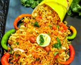 A picture of step 5 of Maggi Bhel.