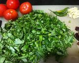 A picture of step 1 of Stir fry Karmata bhaji.