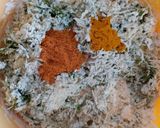 A picture of step 3 of Kothimbir Vadi (Cilantro Croquettes).