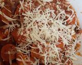 A picture of step 6 of My Italian inspired Sausage Pasta. 💜.