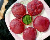 A picture of step 3 of Beet root poori.