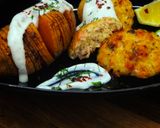 Lazacfasírt sajttal és kölessel hasselback édesburgonyával recept fázis 10 fotója