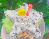 Hình bước làm 5 của món Burger cơm rong biển thịt gà rau củ