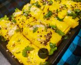 A picture of step 10 of Khandvi.