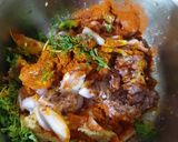 A picture of step 1 of Aloo keema with capsicum.