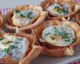 Foto del paso 3 de la receta: Cestitas de pisto con jamón y huevo