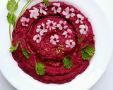 A picture of step 3 of Beetroot Hummus.
