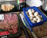 A picture of step 1 of Beef stroganoff.