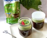 Foto langkah ke 5 dari resep Puding Brownies Cokelat Lumer Vla Matcha.