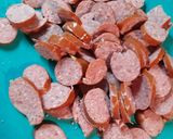 A picture of step 3 of Cucuzza and Sausage.