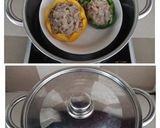 Hình bước làm 2 của món ỚT CHUÔNG NHỒI CHẢ CÁ HẤP - SỐT KIỂU NHẬT