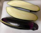 A picture of step 1 of Japanese Miso Beef in Eggplant.