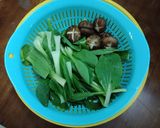 Hình bước làm 1 của món Cải thìa xào nấm đông cô