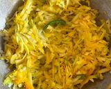 A picture of step 2 of Papaya sambharo.