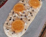 Foto del paso 12 de la receta: Coca de Sant Joan v3: De naranja confitada, almendras y pepitas de chocolate rellena de trufa y nata