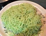 Pan Fried Spinach Hakka Noodles with Chilli Fish & Mushrooms Gravy- on the bed of poached Eggs recipe step 2 photo