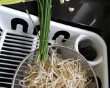 Hình bước làm 1 của món Giá và hẹ xào thịt bò