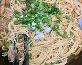 A picture of step 6 of Creamy One Pot Chicken Fajita with Noodles.