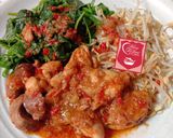 Foto langkah ke 6 dari resep Sayur Rebus Siram Ayam Pedas.