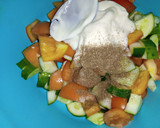 A picture of step 2 of Tomotoes and cucumber salad.