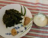 A picture of step 1 of Bhathua saag raita.