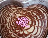 A picture of step 9 of Valentine's special Vanilla Chocolate Heart Cake / Zebra cake / Eggless cake.