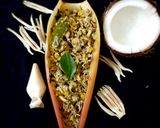 A picture of step 6 of Vazhaipoo (banana blossom) poriyal.