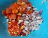 A picture of step 3 of Boiled ripe plantain with vegetable and tomatoes sauce.