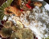 Foto del paso 5 de la receta: Pollo a la mostaza al horno con Arroz y Papas rústicas