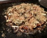 A picture of step 6 of Okonomiyaki Japanese savory pancake.