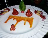 A picture of step 8 of Choco lava modak (with green lava).