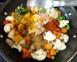 A picture of step 2 of Aloo Matar Gobhi Sabzi.