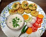 A picture of step 4 of 🌋✨Lava flame hidden heart kachori with yogurt garlic dip 🧄💗.