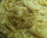 A picture of step 6 of Penne in white sauce.