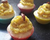 A picture of step 4 of Rava idli cup cake with masala aloo frosting.