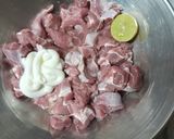 A picture of step 1 of Beef Malai Boti.