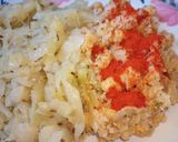 Csicseriborsós rizi-bizi, főtt-sült káposztával, görög joghurttal (vegán / vegetáriánus) recept fázis 11 fotója
