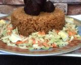 A picture of step 7 of Beef Jollof rice with coleslaw.