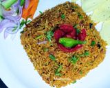 A picture of step 6 of Tomato Rice with a twist.