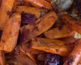 A picture of step 3 of Roasted vegetables: the rose harissa mix.