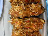 Berenjena rellena de pollo (Thermomix)