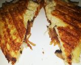 A picture of step 6 of French toast with mushroom filling.