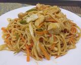 A picture of step 7 of Desi style spaghetti.