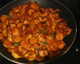 A picture of step 3 of Chilli Sausage fry.