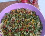 A picture of step 3 of Tofette pasta with peppers.