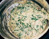 A picture of step 3 of Malabar spinach fritters.