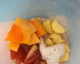 Mpasi 6 bulan kentang,butternut, tomat,ayam + keju baby bell langkah memasak 1 foto